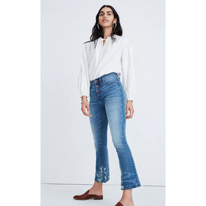 Madewell Petite Cali Demi-boot Jeans Bess Wash Button Fly Size 31P